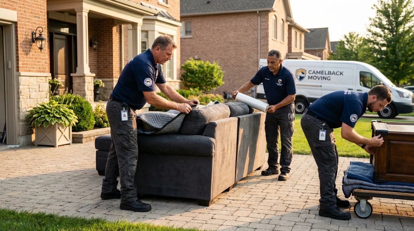 Large estate moving crew wrapping furniture in Sabinal, TX